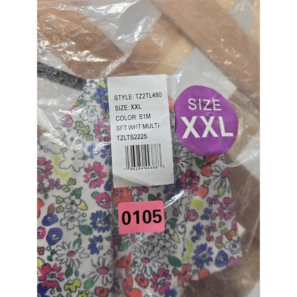 NWT‎ Tommy Hilfiger Women's Knotted Printed Swim Top - Sz XXL - White Multicolor